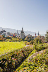 Stadt Zug, Zug, Stadt, Altstadt, Stadtmauer, Kapuzinerturm, St. Oswald, St. Michael, Kirche,...