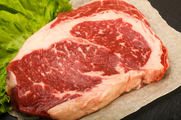 Rib eye raw steak
