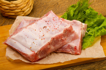 Raw pork ribs
