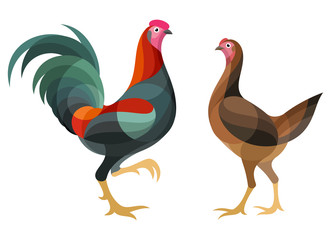 Stylized Chickens - Game Fowl