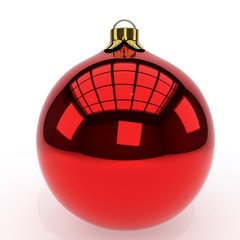 Red christmas ball, 3d rendering
