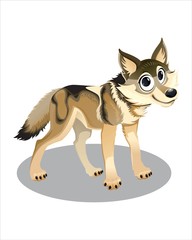 Little cute Wolf with big eyes - vector drawing - isolate white background
