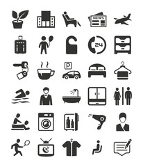 Hotel Services & Facilities Icons - obrazy, fototapety, plakaty