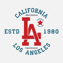 Los Angeles, California typography for design clothes. Graphics for print product, t-shirt, vintage sport apparel. Vector illustration.