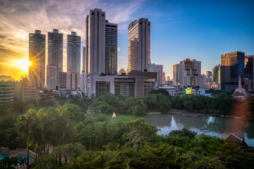 Fototapeta na wymiar Sunset scence of Bangkok Panorama