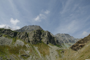 Fototapeta na wymiar The alpine valley of the river Po in the Piedmont