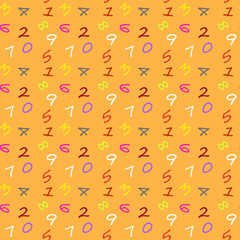 Seamless pattern with different abstract numbers