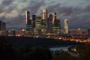 Moscow after sunset in autumn