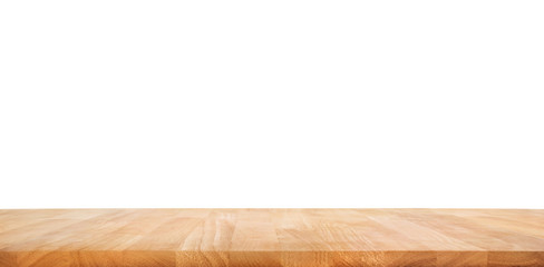 Real nature wood table top texture on white background.For create product display or key visual layout