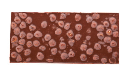 chocolate bar with nuts isolated on white background