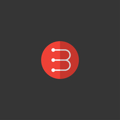 B flat logo. B monogram. B icon. The letter B in the red circle.