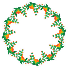 Round frame with flowers.