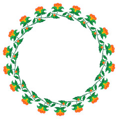 Round frame with flowers.