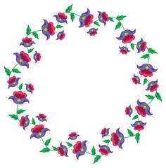 Round frame with flowers.