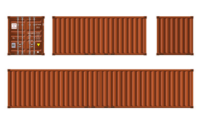 Brown shipping cargo containers, vector