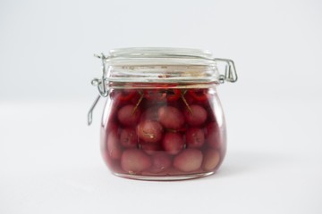 Preservative olives in jar