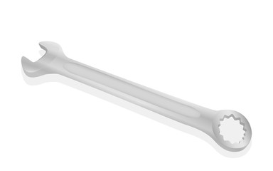 Wrench isolated on white background. Realistic vector illustration.