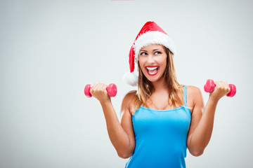 Christmas Girl With Dumbbells