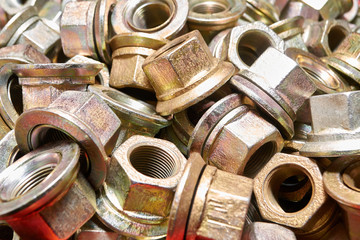nuts metal background close up
