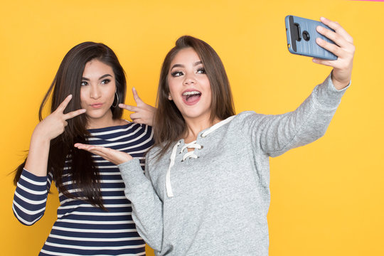 Teen Girls Taking Selfie