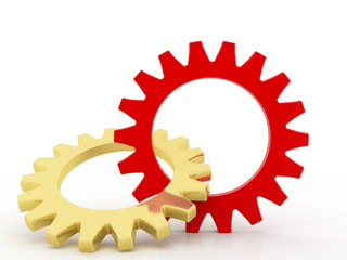 Gear Mechanism, Team work concept, 3D Gears Working in Team, Gear mechanism Concept. 3d render