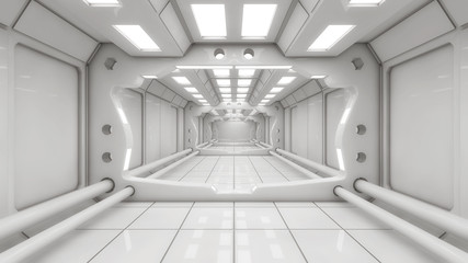 3d rendering. Futuristic interior design background