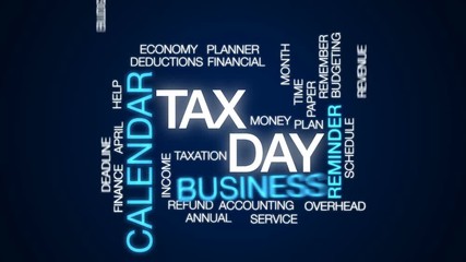 Tax day animated word cloud, text design animation.