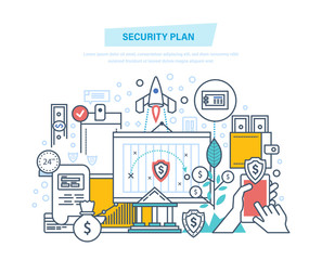 Fototapeta na wymiar Security plan. Safe storage of financial savings, data, information protection.