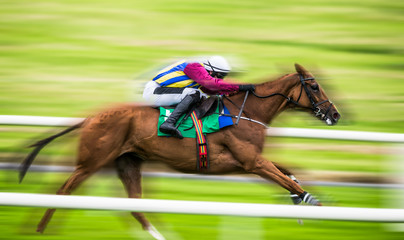 Racing horse and jockey zoom effect speed blur