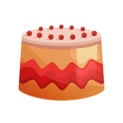 Beautiful delicious, decorative cake, with glaze and biscuit. Sweet desserts.
