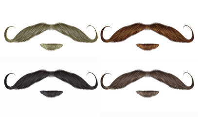 set vector Beard and swirl mustache different colors. - obrazy, fototapety, plakaty