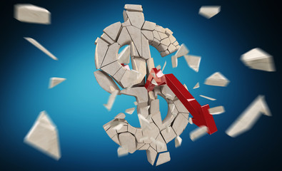 Exploding dollar currency 3D rendering
