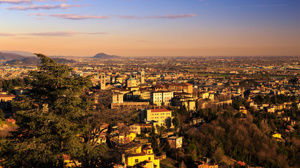 colorful sunset in Bergamo