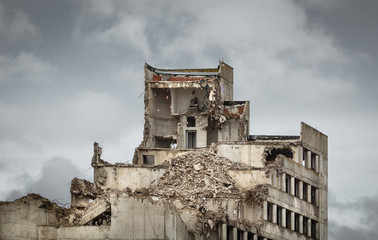Destroyed old concrete building.