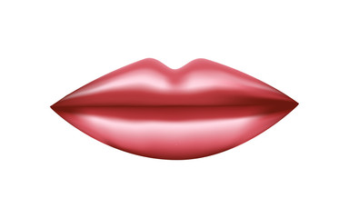 Object mouth glossy pink lips, vector