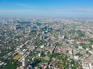 Fototapeta premium Bangkok downtown city skyline day time with green garden and modern building