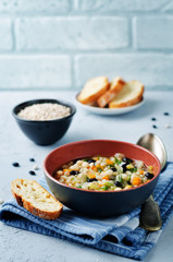 Barley white and balck beans vegetable soup