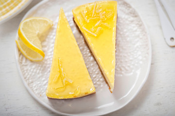 Sicilian lemon ricotta cheesecake slices 