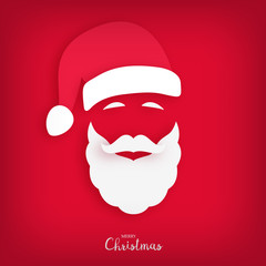 Santa Claus carved from paper. Origami style. Happy Christmas and Happy New Year. Vector illustration.