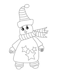 Cute black line ice man for coloring book