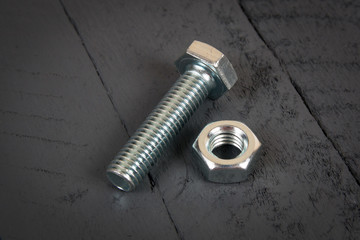 steel metal bolt, washer and nut