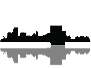 Detailed Amsterdam Monuments Skyline Silhouette