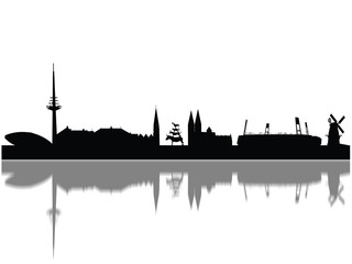 Detailed Bremen Monuments Skyline Silhouette - obrazy, fototapety, plakaty