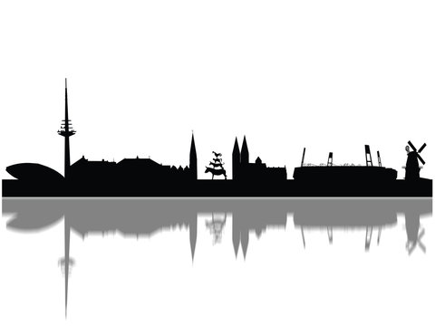 Detailed Bremen Monuments Skyline Silhouette