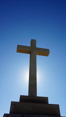 christian cross on a hill in dubrovnik
