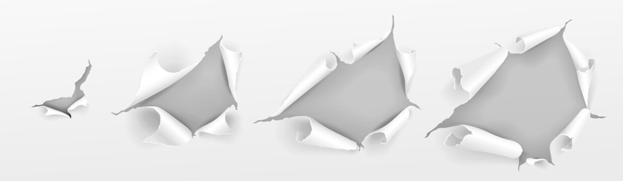 Realistic paper torn. Hole in sheet of paper. Vector illustration