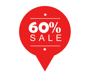 sixty percent sale offer tag on red