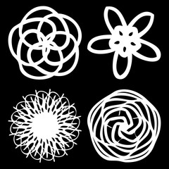 Monochrome abstract mandala sacred geometry, seed flower of life lotus isolated. Religion philosophy, spirituality occultism, sacred geometry, magic mystic, meditation. Vector.