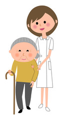 看護師　高齢者　歩行介助