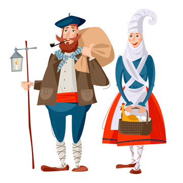 Spanish (Basque) Christmas Tradition. Olentzero and Mari Domingi. Traditional Christmas characters in Basque country and Navarre.